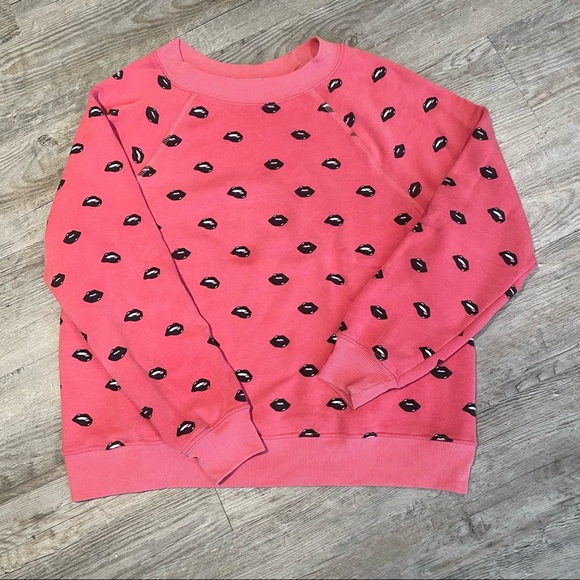Wildfox Sweaters - Wildfox “Lip Service” Novelty Print Oversized Lounge Sweatshirt - Size Small